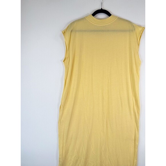 Free People FP Beach Womens Dress Yellow All Day Long Midi T Shirt Slit Medium - Picture 8 of 11